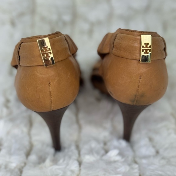 Tory Burch Wrap Up Heel - Lounge-Baby Tan Leather Shoes Stiletto Heel Size 8M - Picture 6 of 13